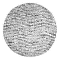 a round rug that has been drawn in gray and white stripes on the inside of it