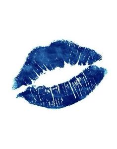 blue lips painted with white paint on a white background