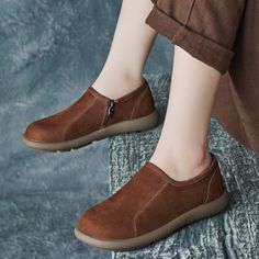 Women Minimalist Comfort Slip-On Suede Flats Rubber Shoe, Khaki Style, Khaki Fashion, Loafer Slippers, Shoe Tree, Rubber Shoes, Suede Flats, Shoe Boot Sandals, Leather Conditioner