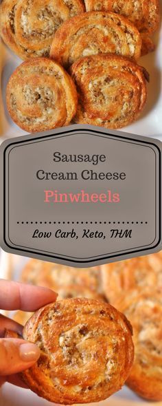 sausage cream cheese pinwheels with text overlay