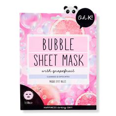 Pink Bubble Sheet Mask with Grapefruit - BUBBLE SHEET MASK GRAPEFRUIT 0.88OZBenefitsHelps pores appear smaller and skin to appear tighterGently exfoliates and lifts away unwanted dead skin cellsKey IngredientsFormulated with the vitamin rich ingredient Grapefruit which restores the skin's natural radiance and deeply hydrates - Pink Bubble Sheet Mask with Grapefruit Grapefruit Cleanse, Bubble Sheet, Skin Face Mask, Face Sheet Mask, Makeup Bag Organization, Exfoliate Face, Pink Bubbles, Skin Care Serum, Skin Care Treatments