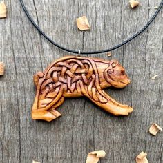 Unique Wood Viking Bear Pendant Plum Bear Symbol, Viking Berserker, Celtic Bear, Viking Bear, Wooden Carving, Bear Pendant, Wooden Necklace, Wooden Pendant, Viking Jewelry