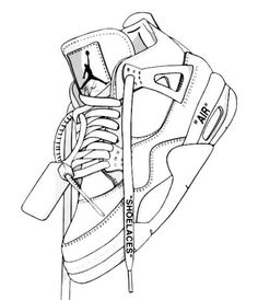 a drawing of a pair of sneakers with the jordan logo on it's laces