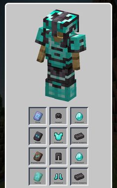 an image of a minecraft character with different items on the front and back side