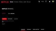 the netflix homepage is shown in black and red colors, with an arrow pointing to it