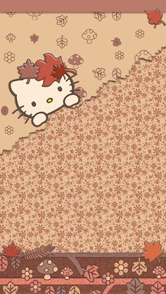 the hello kitty wallpaper has been altered to look like fall leaves