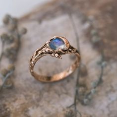 Moon Stone Wedding Ring, Moonstone Promise Ring, Dark Academia Engagement Ring, Moon Ring Design, Mystical Moonstone Ring, Mystical Moonstone Wedding Ring, Ethereal Moonstone Ring For Anniversary, Mystical Moonstone Ring For Anniversary, Copper Engagement Ring