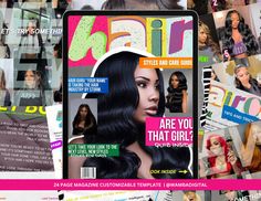 the front cover of an magazine with pictures of women's hair