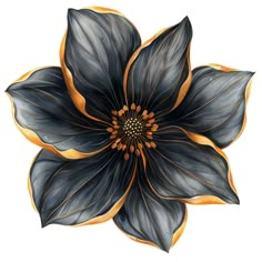 a drawing of a flower with black and yellow petals