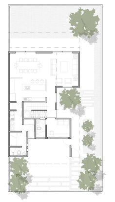 the floor plan for this modern house is very narrow and has lots of space to move around