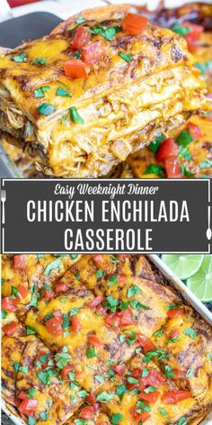 easy weeknight dinner chicken enchilada casserole is the perfect side dish