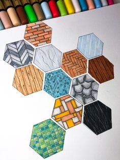 an art project with colored pencils and crayons