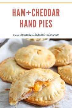 ham and cheddar hand pies with text overlay