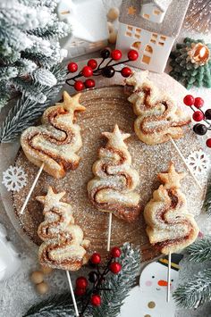 christmas desserts are arranged on a platter