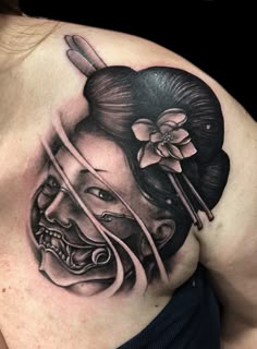 @westend.tattoo_wien #tattoo #tattoos #wien tattoo #wien tattoos #chest tattoo #gesa tattoo Tato Realis, Clock And Rose Tattoo, Tattoos Chest, Geisha Tattoo Design, Family Tattoo Designs, Geisha Tattoo, Head Tattoo, Japanese Sleeve Tattoos