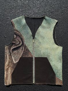 "This vest is a beautiful, truly one-of-a-kind piece that I handmade from a vintage tapestry featuring a dog pattern. It's denim lined for comfort and durability. It also features an inside pocket large enough for an iPhone pro max and has a loop to attach keys to for safe storage. Model is 5'10\" and 165lbs, medium slender build. Thanks for stopping by the shop, make sure to follow my insta @Syllable.Clothing All the love, all the power!" Tapestry Clothes, Cottagecore Tapestry, Vest Ideas, Vest Handmade, Tapestry Vest, Vest Sewing Pattern, Vest Design, Men Vest, Chica Cool