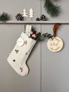 a christmas stocking hanging on the wall