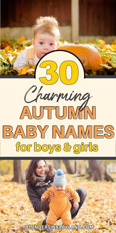 I looove fall-inspired baby names! Mostly because fall is my favorite time of the year and BOTH of my children were born in the fall! Here's a list of my favorite autumn baby names for boys and girls that I looked at during pregnancy Autumn Names, Cool Baby Girl Names, List Of Girls Names