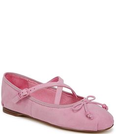 From Circus NY by Sam Edelman&#x2C; the Zuri Suede Cross Over Bow Ballerina Flats feature:Suede upperBow detailBuckled cross over strapSynthetic liningRubber outsoleApprox. 0.375" heel heightImported. Girl Hood, Pink Ballet Flats, Pink Confetti, Pretty Ballerinas, Womens Ballet Flats, Ballerina Shoes, Ballerina Flats, Dream Shoes, Ballet Flat