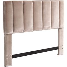 an upholstered headboard is shown with metal bars on the bottom and sides