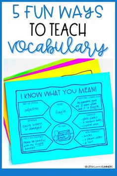 five fun ways to teach vocabilars for kids with pictures on the front and back