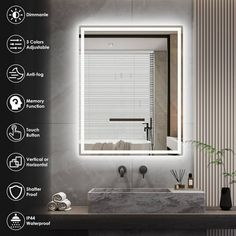 an image of a bathroom setting with the light on and instructions for how to use it