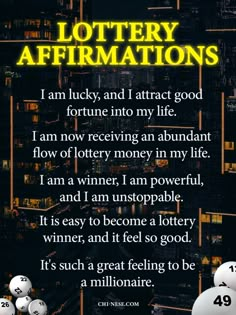 lottery affirmations If I Won The Lottery There Would Be Signs, Lottery Winning Mantra, Lottery Win Manifestation, Winning Jackpot Affirmation, Lottery Affirmations Law Of Attraction, Winning Lottery Manifestation, Lottery Win Affirmations, Lotto Affirmations, Manifesting Winning The Lottery