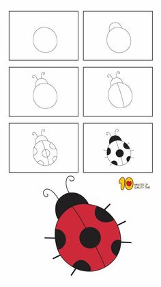 the ladybug worksheet for children to learn how to draw and color