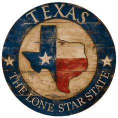 the texas flag is painted on a wooden sign that says he lonestar state,