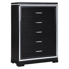 Eleanor Rectangular 5-drawer Chest Silver and Black 223365 Contemporary Style Bedroom, Dramatic Bedroom, Black Chest Of Drawers, Glamourous Bedroom, Chest Furniture, Mirror Trim, Tommy Bahama Furniture, Lexington Furniture, 9 Drawer Dresser