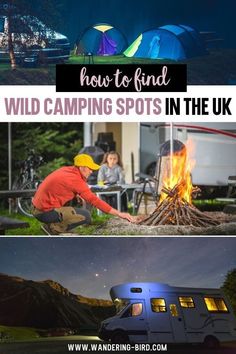 camping spots in the uk with text overlay reading how to find wild camping spots in the uk