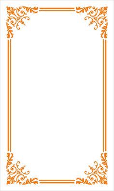 an orange and white frame with scrolls on the edges, in front of a white background