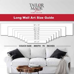 the long wall art size guide for sofas and loveseats with 79 inches