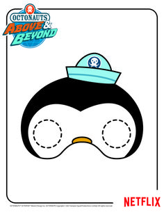 a penguin with a hat on it's head and eyes drawn in the shape of a