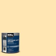 The BEHR Urethane Alkyd Semi-Gloss Enamel provides the performance and durability of a traditional oil-based paint with the ease of use and convenience of a water-based paint. This professional quality finish offers excellent flow and leveling with easy water clean-up. Use on properly prepared interior/exterior metal and wood surfaces. Ideal for use on doors, trim, molding, cabinetry, plaster, masonry, cinder block, well-bonded wallpaper, brick, stucco, aluminum and wrought iron. Color: Vanilla Acapulco, Wallpaper Brick, Behr Ultra, Behr Premium Plus, No More Drama, Trim Molding, Cinder Block, Paint Primer, Water Based Paint