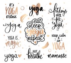 yoga lettering and handwritten phrases