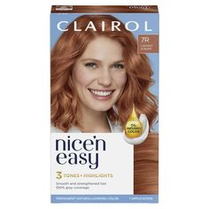 Superior Natural Looking ColorBlends 3 tones into every shadeClairol's Colorblend Technology TM, for long lasting natural looking colorTones & Highlights100% Size: Regular. Terracotta Hair Color, Copper Hair With Highlights, Auburn Hair Dye, Light Auburn Hair Color, Permanent Hair Dye Colors, Light Auburn Hair, Light Auburn, Hair Color Cream, Highlights And Lowlights