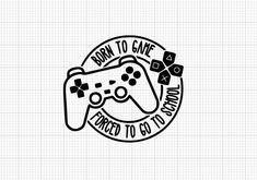 the logo for born to game, with a video game controller in front of it