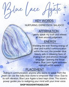 blue lace agate crystal meaning - Google Search Blue Lace Agate Properties, Blue Agate Crystal Meaning, Blue Lace Agate Crystal Meaning, White Crystals Stones, Crazy Lace Agate Meaning, Blue Lace Agate Meaning, Blue Agate Meaning, Agate Crystal Meaning, Blue And White Crystal