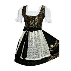 Edelweiss Creek 3 Piece Short German Oktoberfest Dirndl Dresses for Women These dirndl dresses for women would be a perfect wear for Oktoberfest as well as a renaissance festival, Halloween, Christmas, or your local beer garden and daily use. These Black and Gold womens dirndl dresses set with Size 6 would also be the perfect German dress for any women working in a Bavarian restaurant establishment or any other organization, these womens dresses can also be used for casual wearing. This dress is Dirndl Dress Pattern, German Clothes, German Dirndl Dress, White Blouse Crop Top, Dress Short Black, German Dress Dirndl, Oktoberfest Dress, German Oktoberfest, Ceremonial Clothing