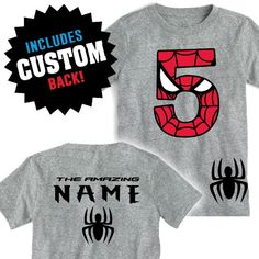 Spiderman Inspired Birthday Shirt TEE with Custom Name | Etsy Spiderman 3rd Birthday Shirt, Spiderman Birthday Shirt Boys, Spiderman 5th Birthday Shirt, Spidey Birthday Shirt, Spiderman Birthday Shirts For Family, Spider Man Birthday Shirt, Spiderman Birthday Shirt, Spiderman Shirt, Spiderman Outfit