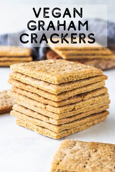 vegan graham crackers stacked on top of each other