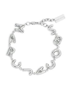 silver-tone polished finish silver-tone logo lettering logo charm lobster claw fastening adjustable fit Logo Design Shop, Pandora Bracelet Charms Ideas, Balloon Logo, Marc Jacobs Bracelet, Balloon Necklace, Marc Jacobs Jewelry, Bracelet In Silver, Lettering Logo, Pandora Bracelet Charms