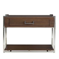 the modern console table has two drawers on one side and an open drawer on the other