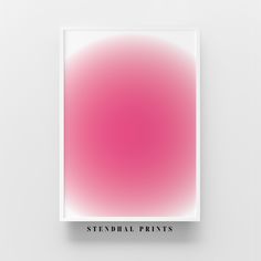 a pink and white square with the words stendral prints on it