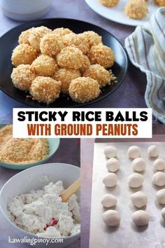 sticky rice balls with ground peanuts are an easy snack for kids and adults to make