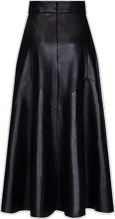 Leather Midi Skirt For Work, Fitted Flared Leather Skirt, Relaxed Knee-length Leather Skirt, Leather Relaxed Fit Lined Skirt, Leather Lined Midi Skirt, Leather Midi Skirt With Lining, Elegant Long Leather Skirt, Fitted Leather Midi Skirt, Knee-length Leather Skirt