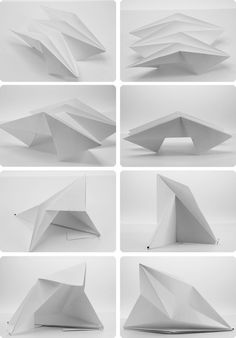 six different angles of an origami structure