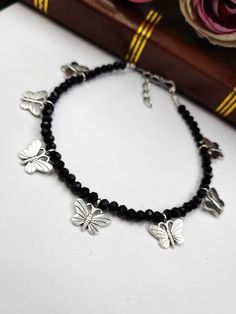 Butterfly Anklet, Cute Butterfly, Special Girl, Cowrie Shell, Butterfly Charm, Best Black