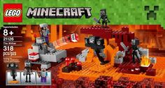 the lego minecraft set is in its box with instructions on how to build it